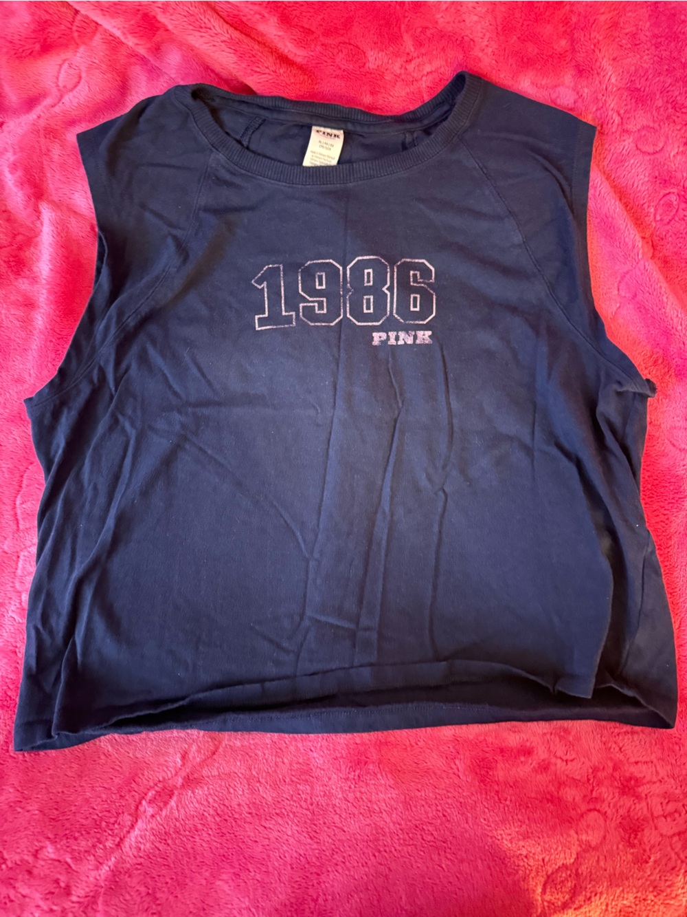 PINK Victoria's Secret Navy Blue Muscle Tee with 1986 Graphic
